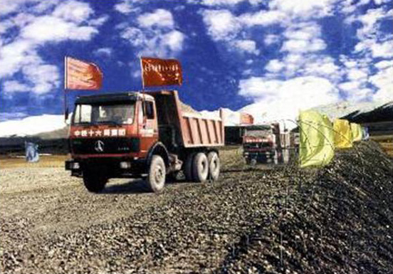 BeiBen truck working on Tibet Rial way location 